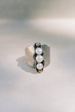 Load image into Gallery viewer, Organic Three Pearl Ring with Gold Accents
