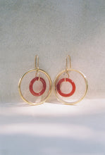 Load image into Gallery viewer, Carved Carnelian and Gold Ring Earrings
