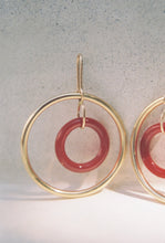 Load image into Gallery viewer, Carved Carnelian and Gold Ring Earrings
