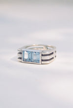 Load image into Gallery viewer, 1944 Three Panel Cutout Ring with Aquamarine
