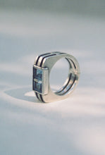 Load image into Gallery viewer, 1944 Three Panel Cutout Ring with Aquamarine
