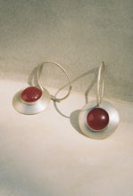 Load image into Gallery viewer, Carnelian Disc Hoops
