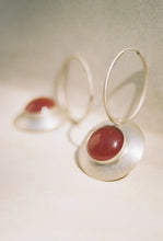 Load image into Gallery viewer, Carnelian Disc Hoops
