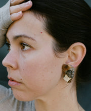 Load image into Gallery viewer, Carved Face Earrings with Painted Oxidation
