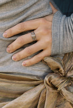 Load image into Gallery viewer, Silver Signet Ring with Gold Spirals
