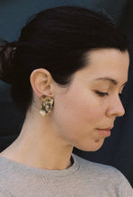 Load image into Gallery viewer, Carved Face Earrings with Painted Oxidation
