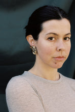 Load image into Gallery viewer, Carved Face Earrings with Painted Oxidation

