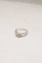 Load image into Gallery viewer, Silver Signet Ring with Gold Spirals
