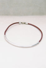 Load image into Gallery viewer, Leather and Silver Tube Collar
