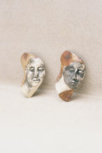 Load image into Gallery viewer, Carved Face Earrings with Painted Oxidation
