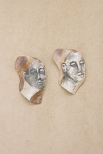 Load image into Gallery viewer, Carved Face Earrings with Painted Oxidation
