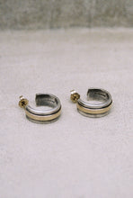 Load image into Gallery viewer, Thick Petite Hoops with Gold Stripes
