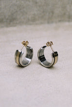 Load image into Gallery viewer, Thick Petite Hoops with Gold Stripes
