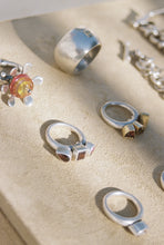 Load image into Gallery viewer, Kinetic Three Stone Ring with Married Metals
