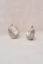 Load image into Gallery viewer, Puffy Striped Ridge Hoops
