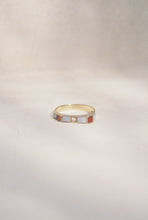 Load image into Gallery viewer, Mid Century Fire Opal and Coral Inlay Ring
