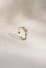 Load image into Gallery viewer, Mid Century Fire Opal and Coral Inlay Ring
