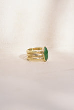 Load image into Gallery viewer, Gold Triple Pipe Ring with Jade
