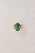 Load image into Gallery viewer, Gold Triple Pipe Ring with Jade
