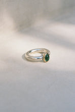 Load image into Gallery viewer, Artisan Donut Ring with Emerald in Gold Bezel
