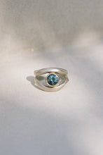 Load image into Gallery viewer, Mixed Metal Open Twist Ring with Blue Topaz
