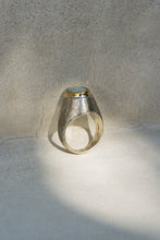Load image into Gallery viewer, Raised Australian Opal Signet Ring with Gold Bezel
