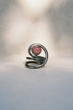 Load image into Gallery viewer, Pink Tourmaline Blackened Silver Spiral Ring
