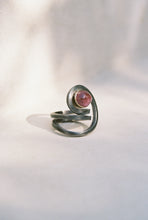 Load image into Gallery viewer, Pink Tourmaline Blackened Silver Spiral Ring
