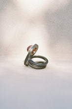 Load image into Gallery viewer, Pink Tourmaline Blackened Silver Spiral Ring
