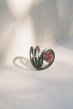 Load image into Gallery viewer, Pink Tourmaline Blackened Silver Spiral Ring
