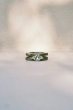 Load image into Gallery viewer, Blackened Silver Double  Ring with Aquamarine in Gold
