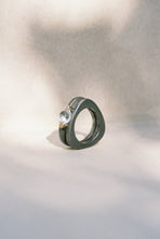 Load image into Gallery viewer, Blackened Silver Double  Ring with Aquamarine in Gold

