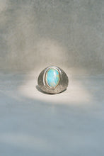 Load image into Gallery viewer, Raised Australian Opal Signet Ring with Gold Bezel

