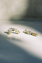 Load image into Gallery viewer, Modernist Gold Drop Earrings with Jade

