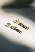 Load image into Gallery viewer, Modernist Gold Drop Earrings with Jade
