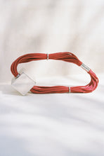 Load image into Gallery viewer, Red Waxed Linen Necklace with Silver Cube
