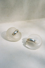 Load image into Gallery viewer, Frosted Lucite and Silver Buckle Earrings
