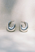 Load image into Gallery viewer, Puffy Tapered Hoops with Gold Posts

