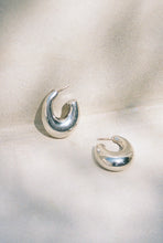 Load image into Gallery viewer, Puffy Tapered Hoops with Gold Posts
