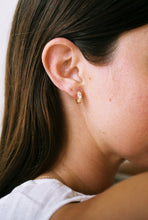 Load image into Gallery viewer, 14k Gold Huggie Hoops with Encrusted Diamonds
