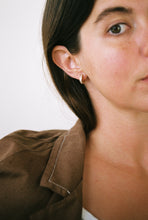 Load image into Gallery viewer, 14k Gold Huggie Hoops with Encrusted Diamonds
