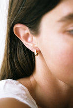 Load image into Gallery viewer, 14k Gold Huggie Hoops with Diamond
