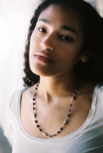 Load image into Gallery viewer, Silver and Lapis Beaded Chain Necklace
