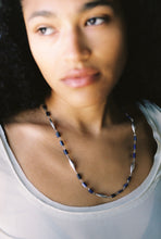 Load image into Gallery viewer, Silver and Lapis Beaded Chain Necklace
