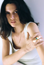 Load image into Gallery viewer, Modernist Sculptural Turquoise Gold Ring
