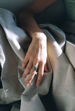 Load image into Gallery viewer, Modernist Sculptural Turquoise Gold Ring
