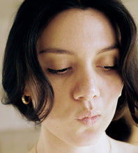 Load image into Gallery viewer, Gold Puffy Crescent Hoops
