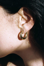 Load image into Gallery viewer, Gold Puffy Crescent Hoops
