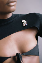 Load image into Gallery viewer, Mid-Century Turquoise and Lapis Brutalist Brooch
