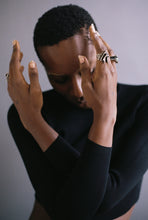 Load image into Gallery viewer, Pierced Panel Ring with Turquoise Beads
